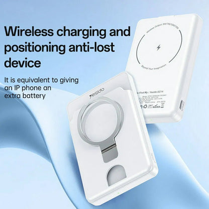 YESIDO Kablosuz Şarjlı Powerbank 5000 mAh - Konum bul - Cüzdan - Standlı - Bi Elma