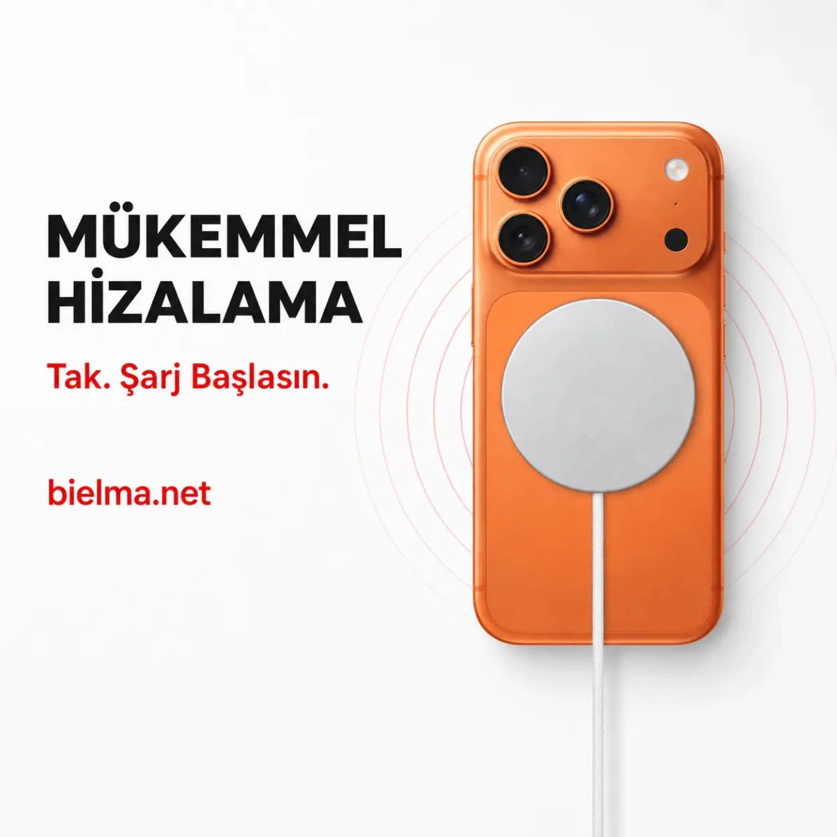 MagSafe Uyumlu 15W Manyetik Kablosuz Şarj Cihazı - Bi Elma