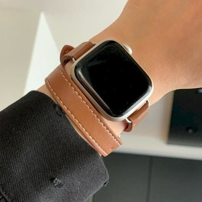 Deri Double Tour Akıllı Saat Kordonu - Bi Elma