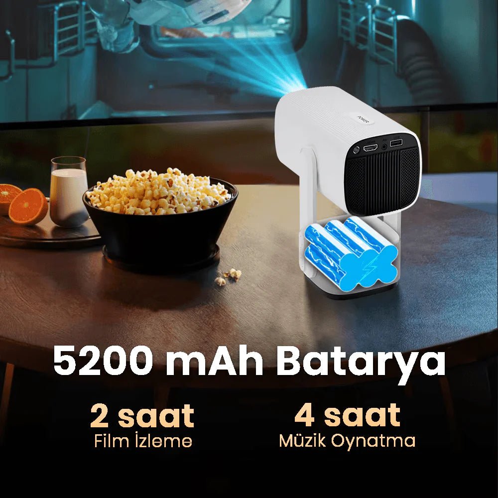 Powerbankli Taşınabilir Android 4K Projeksiyon Cihazı - Bi Elma