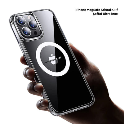iPhone Uyumlu Magsafe Kristal Slim Kılıf - Bi Elma