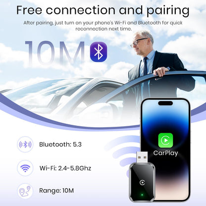 Kablosuz Araç CarPlay & Android Auto USB ve Type C Bluetooth Adaptör - Bi Elma