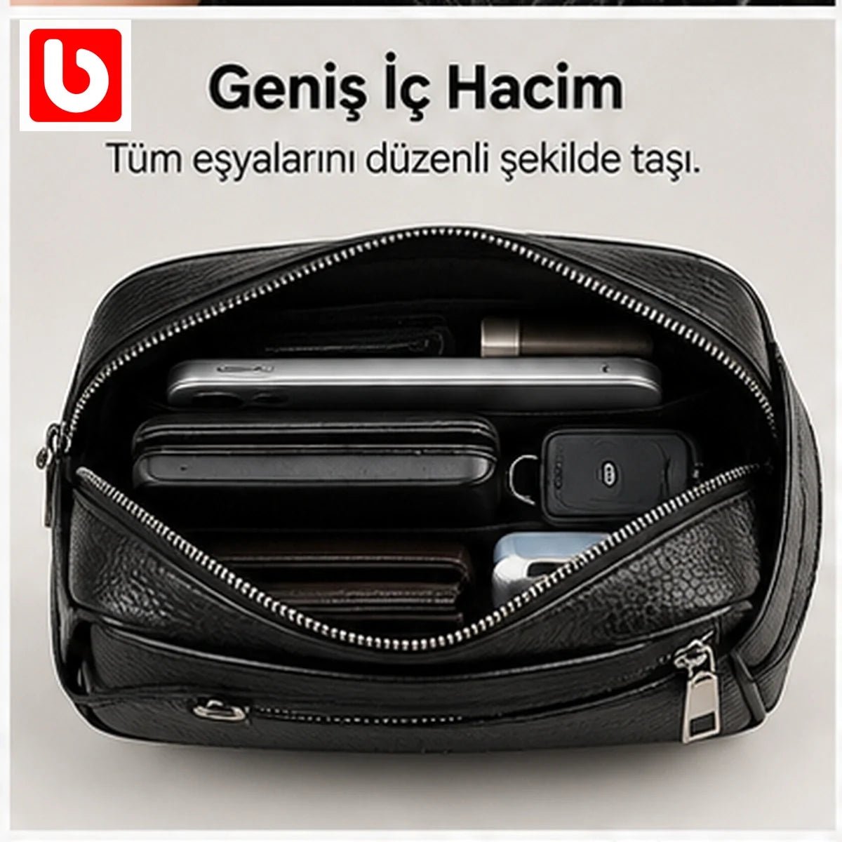 Akıllı Parmak İzi Kilitli Deri El Çantası - Bi Elma