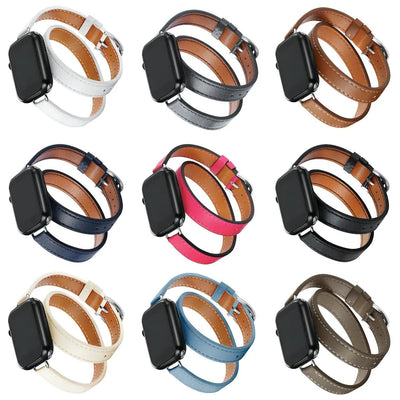 Deri Double Tour Akıllı Saat Kordonu - Bi Elma