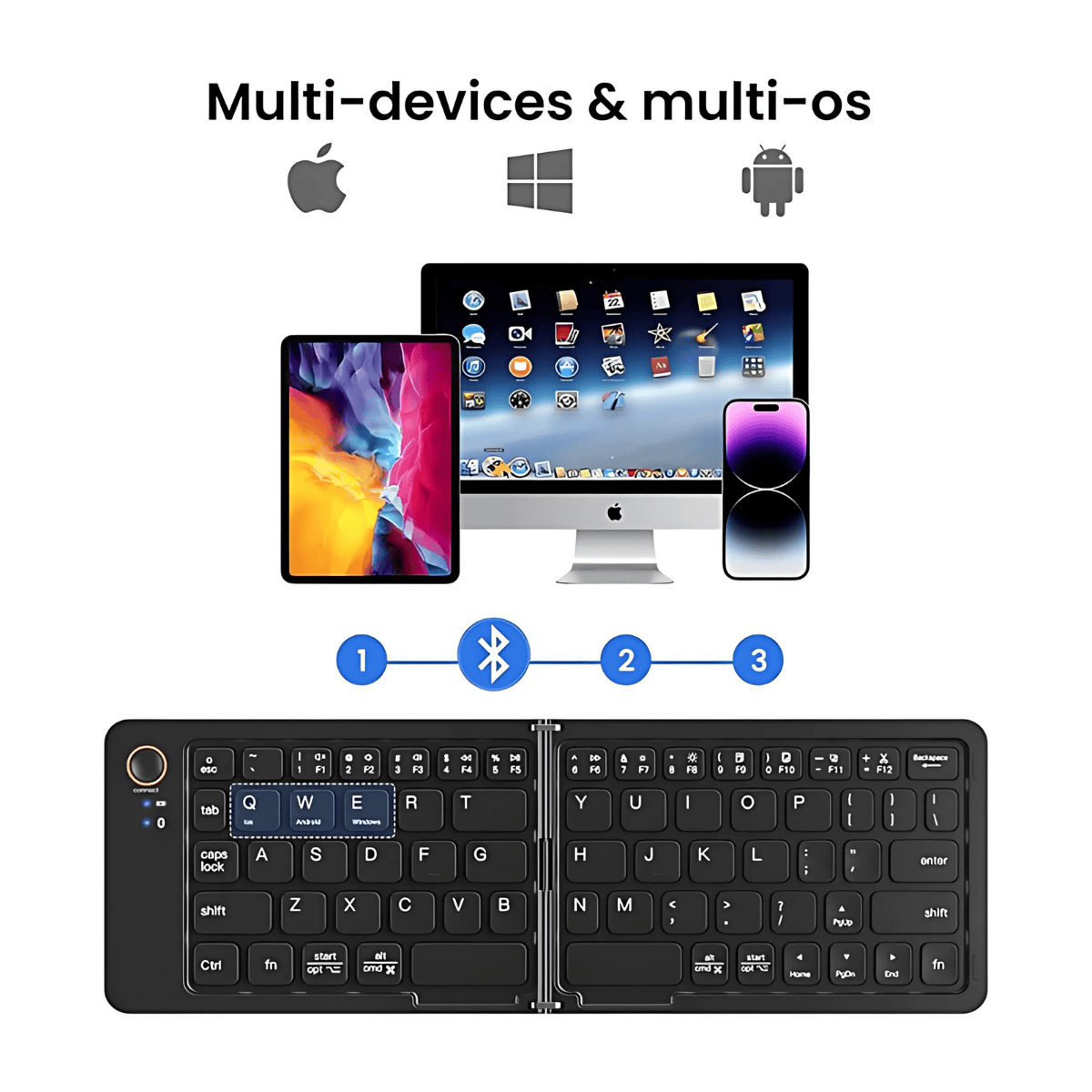 Kablosuz Katlanabilir Şarjlı Taşınabilir Mini Bluetooth Klavye - Bi Elma