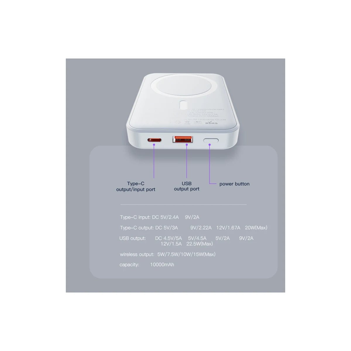 Yesido 10000mAh Manyetik Kablosuz Powerbank - Bi Elma