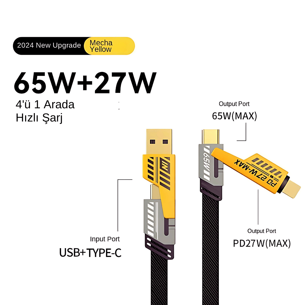 4 - in - 1 Usb Type - C To Ligthning, Type - C 65w Hızlı Şarj Ve Data Kablosu - Bi Elma