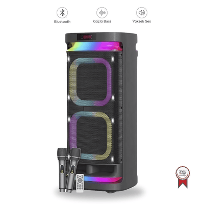 Powerbanklı Mikrofonlu Kumandalı RGB Ledli Taşınabilir Bluetooth Hoparlör - Bi Elma