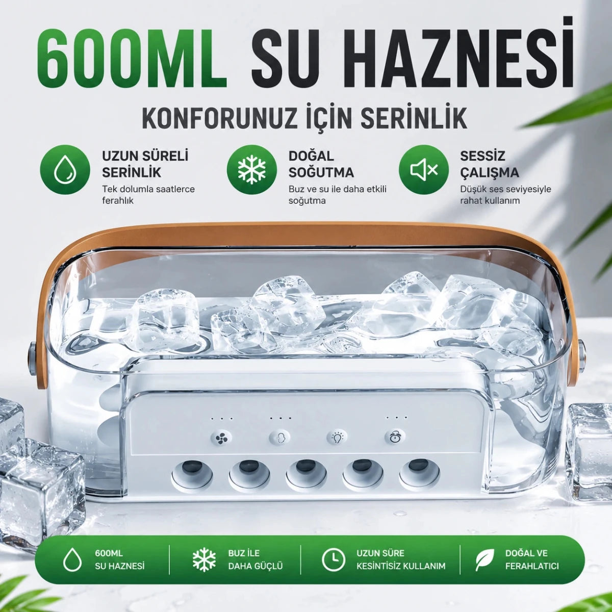 İyon Su Hazneli Hava Soğutucu Fan | Buzlu Mini Klima Etkisi, Portatif Sulu Vantilatör - Bi Elma