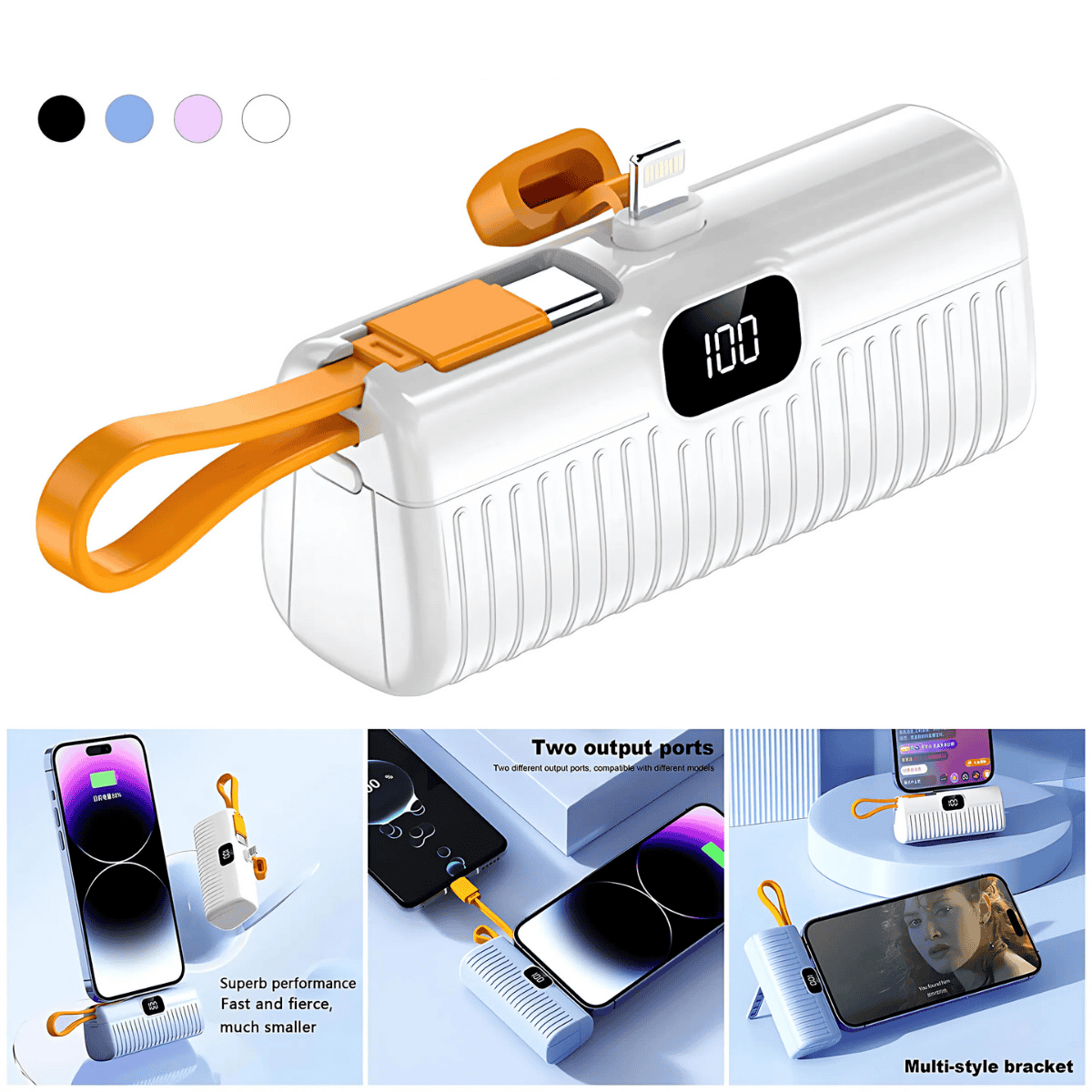 5000 mAh Powerbank Dijital Göstergeli Standlı - Bi Elma