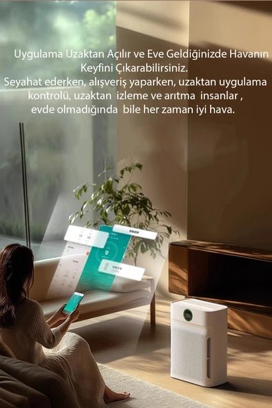 Akıllı Hava Temizleme Cihazı HEPA Karbon Filtre Duman - Hayvan - Polen - Toz - Bi Elma
