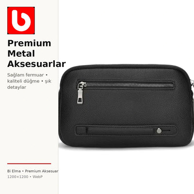 Premium Parmak İzi Kilitli Erkek El Çantası - Bi Elma