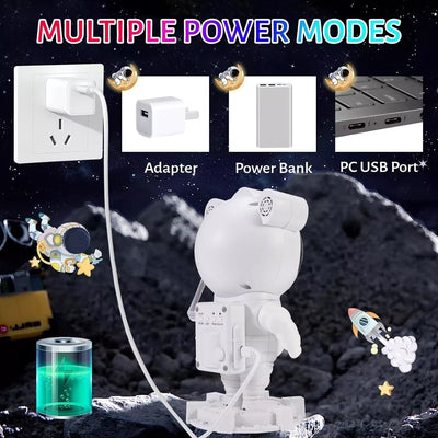 Astronot Projektör Gece Masa Lambası Galaxy Gökyüzü Star Projeksiyon Kumandalı - Bi Elma