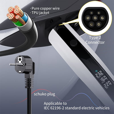 3.5KW Taşınabilir Led Elektrikli Araç Şarj Cihazı - Bi Elma