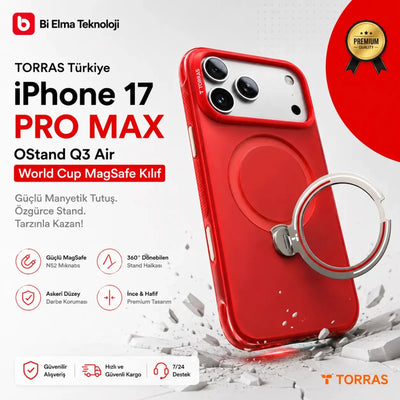 TORRAS iPhone 17 Pro Max OStand Q3 Air World Cup Türkiye MagSafe Standlı Kılıf - Bi Elma
