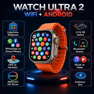 Watch Ultra 2 Wifi Android Akıllı Saat, Whatsapp, Youtube - Bi Elma