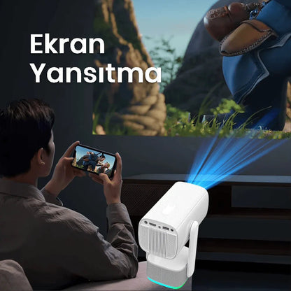 Powerbankli Taşınabilir Android 4K Projeksiyon Cihazı - Bi Elma