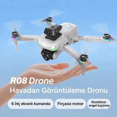 R08 4K HD Katlanabilir Drone, Çift Kameralı, Uzaktan Kumandalı Akıllı Model - Bi Elma