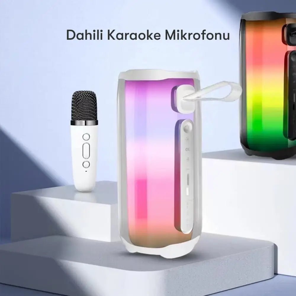 Hello Pluse 6 Mikrofonlu RGB Kablosuz Hoparlör – Beyaz - Bi Elma