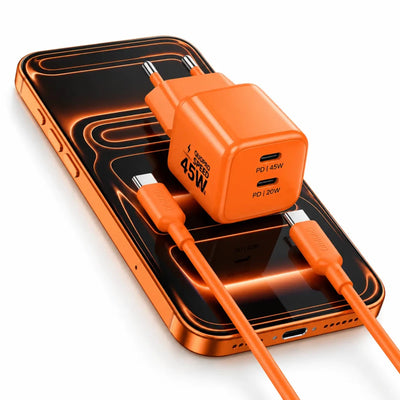 45W GaN Hızlı Şarj Adaptörü – 2× USB-C PD - Bi Elma