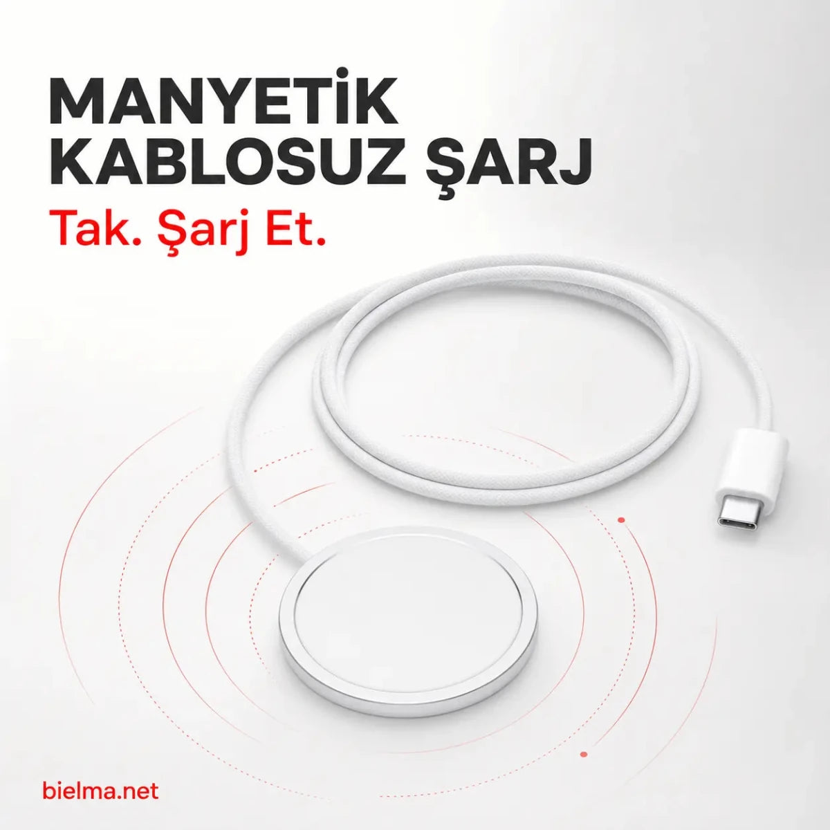 MagSafe Uyumlu 15W Manyetik Kablosuz Şarj Cihazı - Bi Elma
