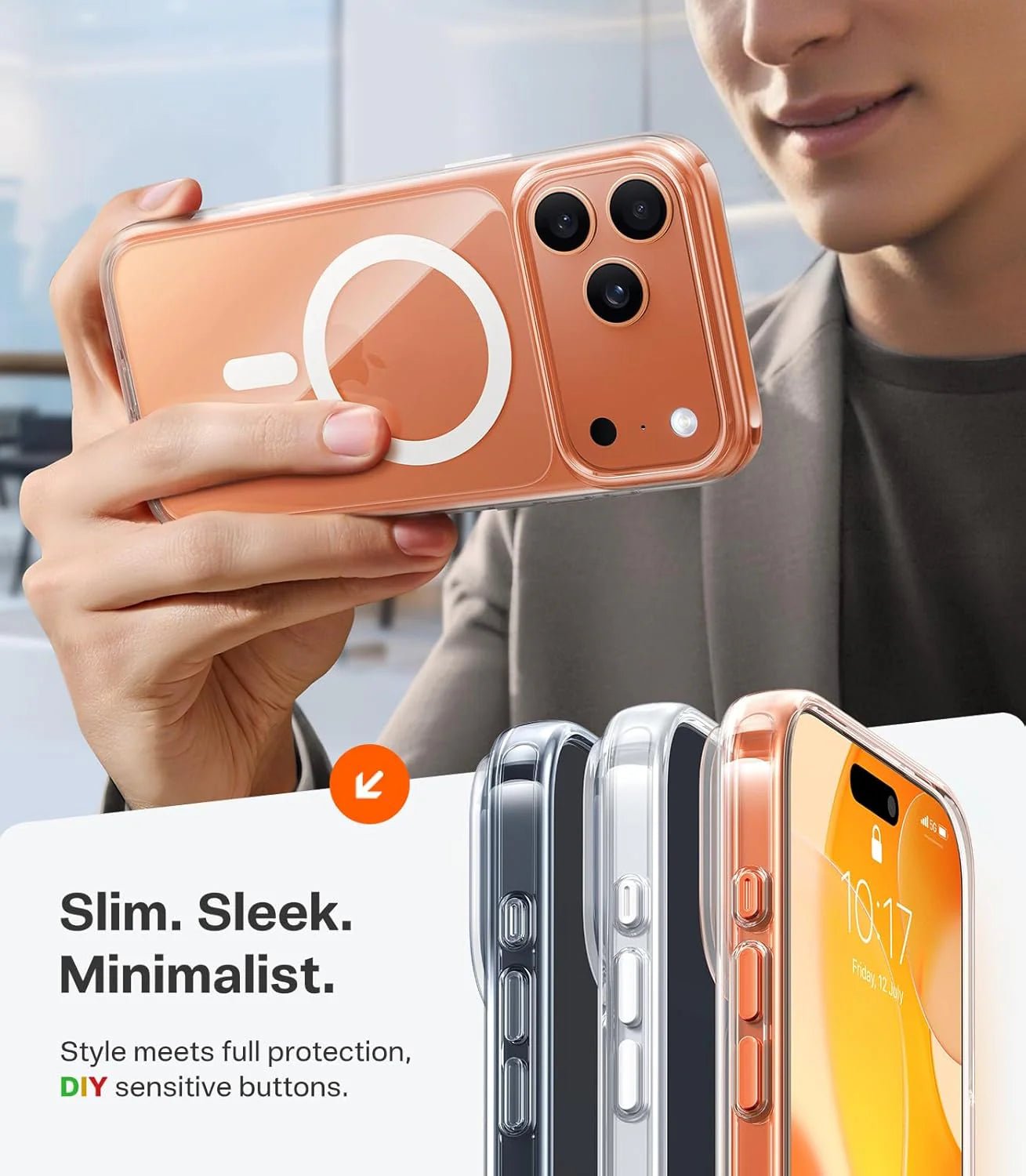 iPhone 17 / 17 Air / 17 Pro / 17 Pro Max MagSafe Sararmaz Kristal Slim Şeffaf Kılıf - Bi Elma