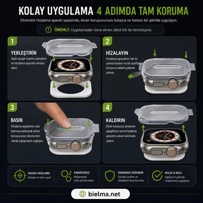 Watch Ultra 49mm Uyumlu Aparatlı Cam Ekran Koruyucu - Bi Elma