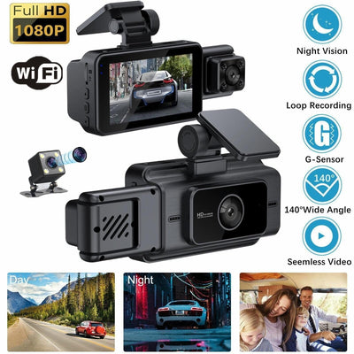 3 Kameralı Araç İçi Kamera 1080P Wifi - Bi Elma
