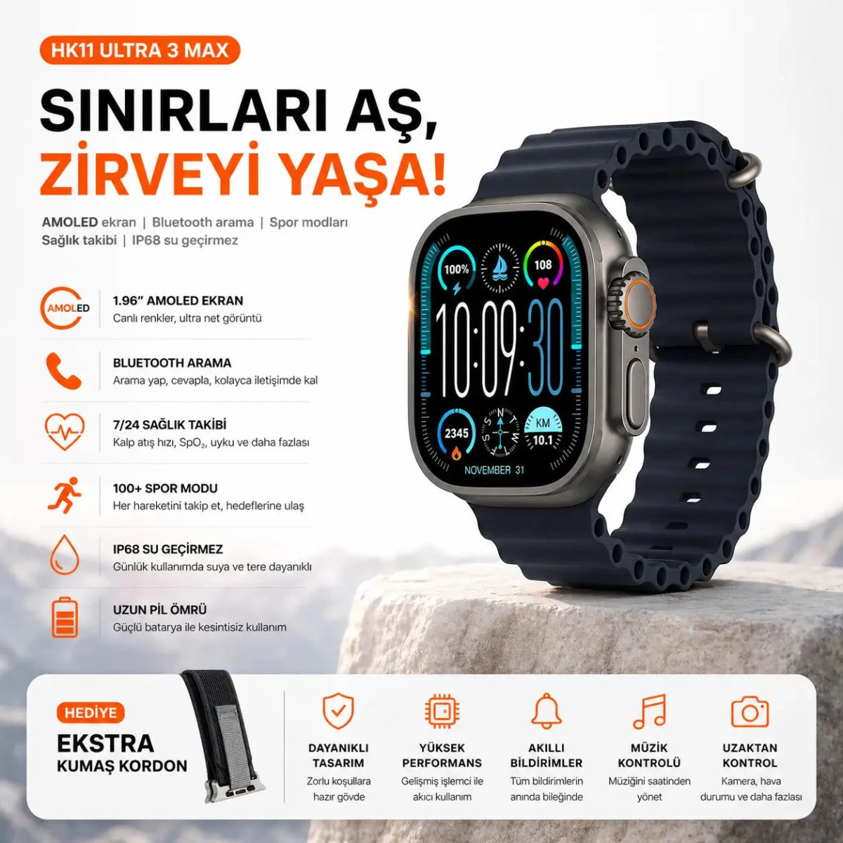Hk11 Ultra 3 Amoled Akıllı Saat - Bi Elma