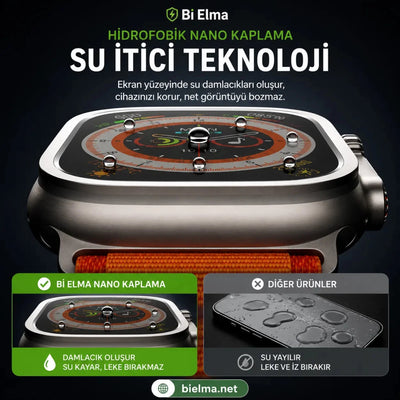 Watch Ultra 49mm Uyumlu Aparatlı Cam Ekran Koruyucu - Bi Elma
