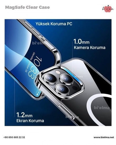 iPhone Uyumlu Magsafe Kristal Slim Kılıf - Bi Elma