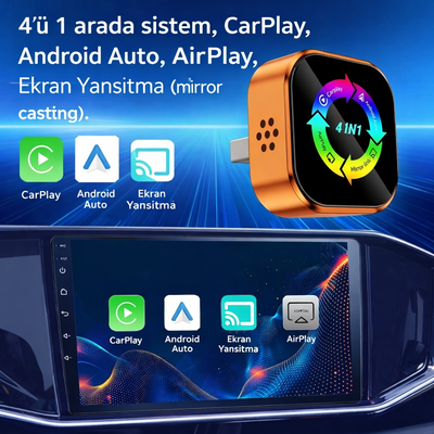 4in1 CarPlay & Android Auto Wireless Adaptör Ekran Yansıtma - Bi Elma