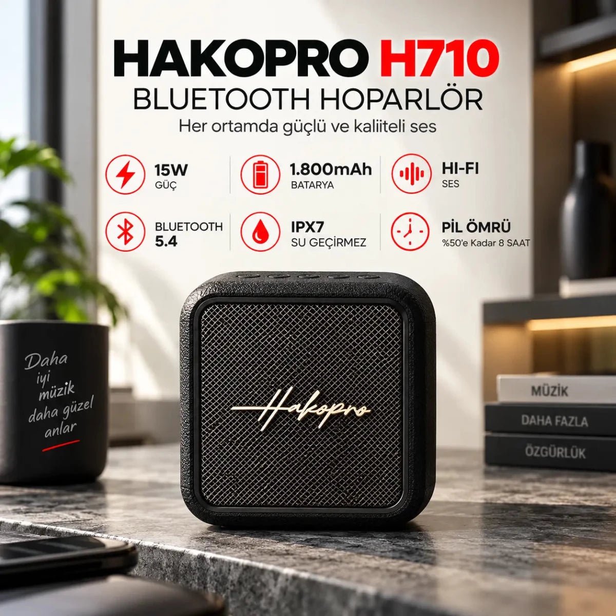 Hako Pro H-710 Taşınabilir Bluetooth Hoparlör - Bi Elma