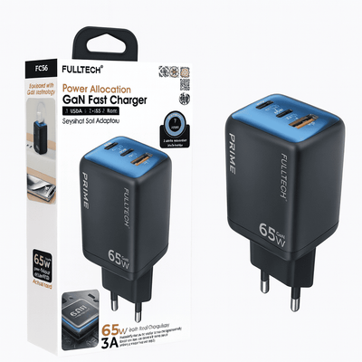 65W GaN Hızlı Şarj Adaptörü – 2×USB - C + USB - A Çoklu Port - Bi Elma