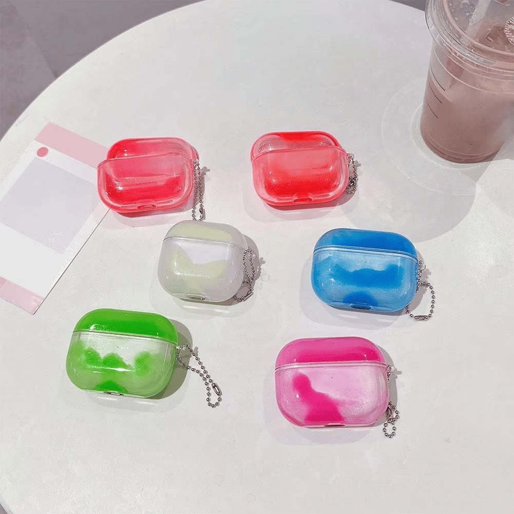 Parlayan AirPods Kulaklık Kılıfı – Floresan Quicksand Sıvı Parlak Kum Kılıf - Bi Elma