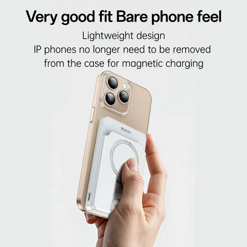 YESIDO Kablosuz Şarjlı Powerbank 5000 mAh - Konum bul - Cüzdan - Standlı - Bi Elma