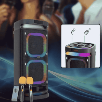 Powerbanklı Mikrofonlu Kumandalı RGB Ledli Taşınabilir Bluetooth Hoparlör - Bi Elma