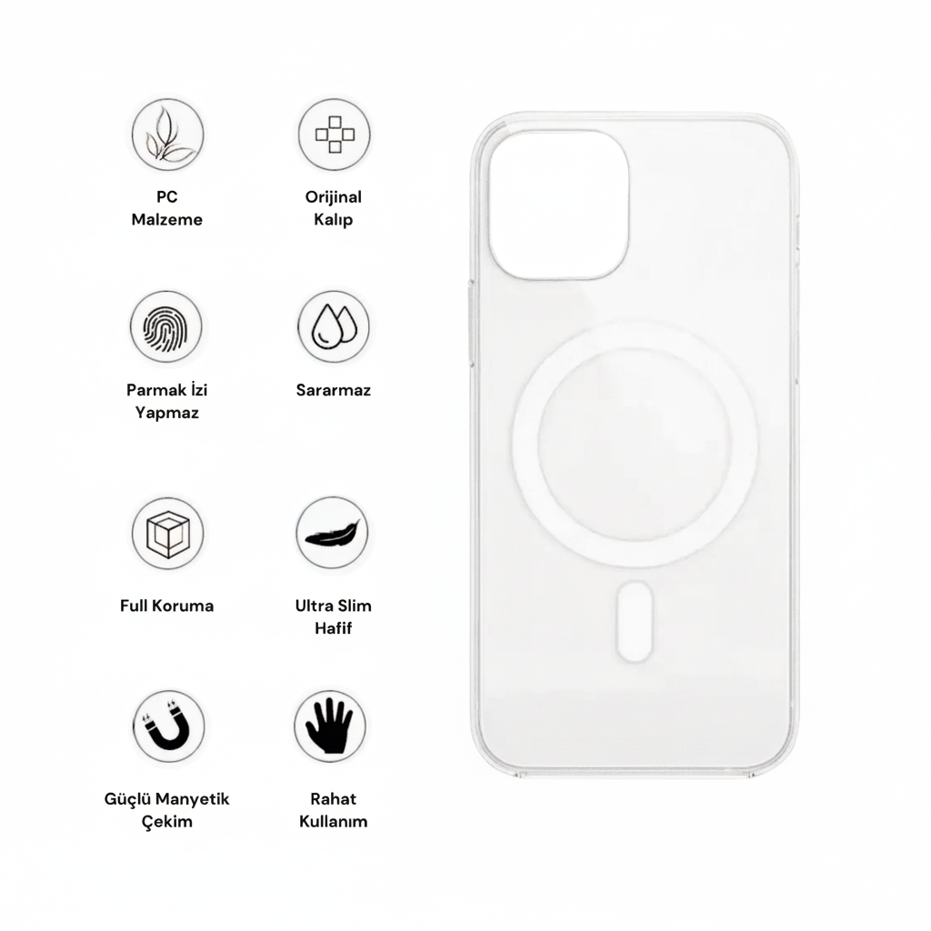 iPhone Magsafe Kılıf ve Ekran Koruyucu 2'li Koruma Paketi - Bi Elma