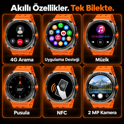 4G Kameralı Ultra X1 Pro Akıllı Saat – SIM Kartlı, AMOLED, 3GB+32GB, BTK Kayıtlı - Bi Elma
