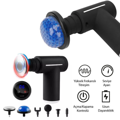 Isı & Soğuk Kompresli Masaj Aleti, 6 Başlık, Titreşim & LED Ekran - Bi Elma