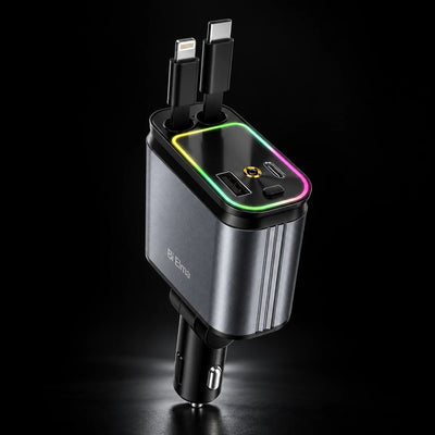 4-in-1 Geri Çekilebilir 66W Araç Şarj Aleti – RGB & Yıldız Tavan Efekti - Bi Elma
