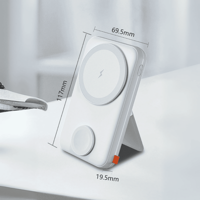 URR 10.000 mAh Dijital Şarj Göstergeli Telefon ve Saat İçin Kablosuz Şarj Magsafe Powerbank - Bi Elma