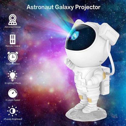 Astronot Projektör Gece Masa Lambası Galaxy Gökyüzü Star Projeksiyon Kumandalı - Bi Elma