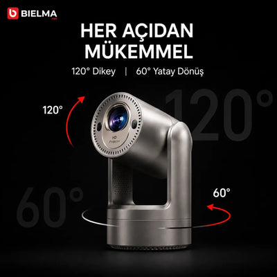 Dahili Bataryalı Premium Android Projeksiyon | Hoparlörlü, Otomatik Odaklı 4K Taşınabilir Sinema - Bi Elma