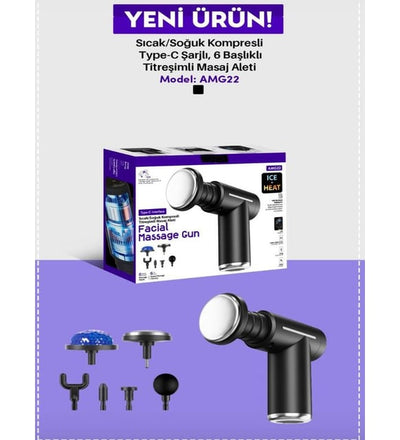 Isı & Soğuk Kompresli Masaj Aleti, 6 Başlık, Titreşim & LED Ekran - Bi Elma