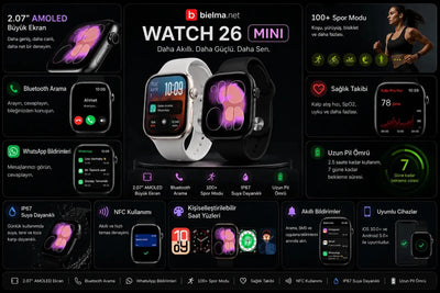 Watch 26 Mini Akıllı Saat - AMOLED, IP68 Suya Dayanıklı - Bi Elma