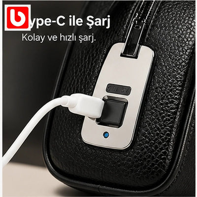 Akıllı Parmak İzi Kilitli Deri El Çantası - Bi Elma