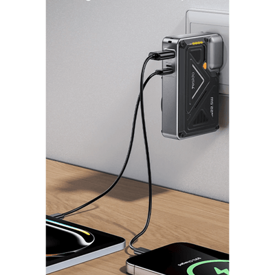 10.000 mAh MagSafe Powerbank – Katlanır Fişli, 22.5W PD, 15W Kablosuz Şarj, Standlı (5'i 1 Arada) - Bi Elma