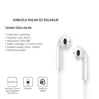 Lightning Girişli Kulak İçi Kulaklık - Bi Elma