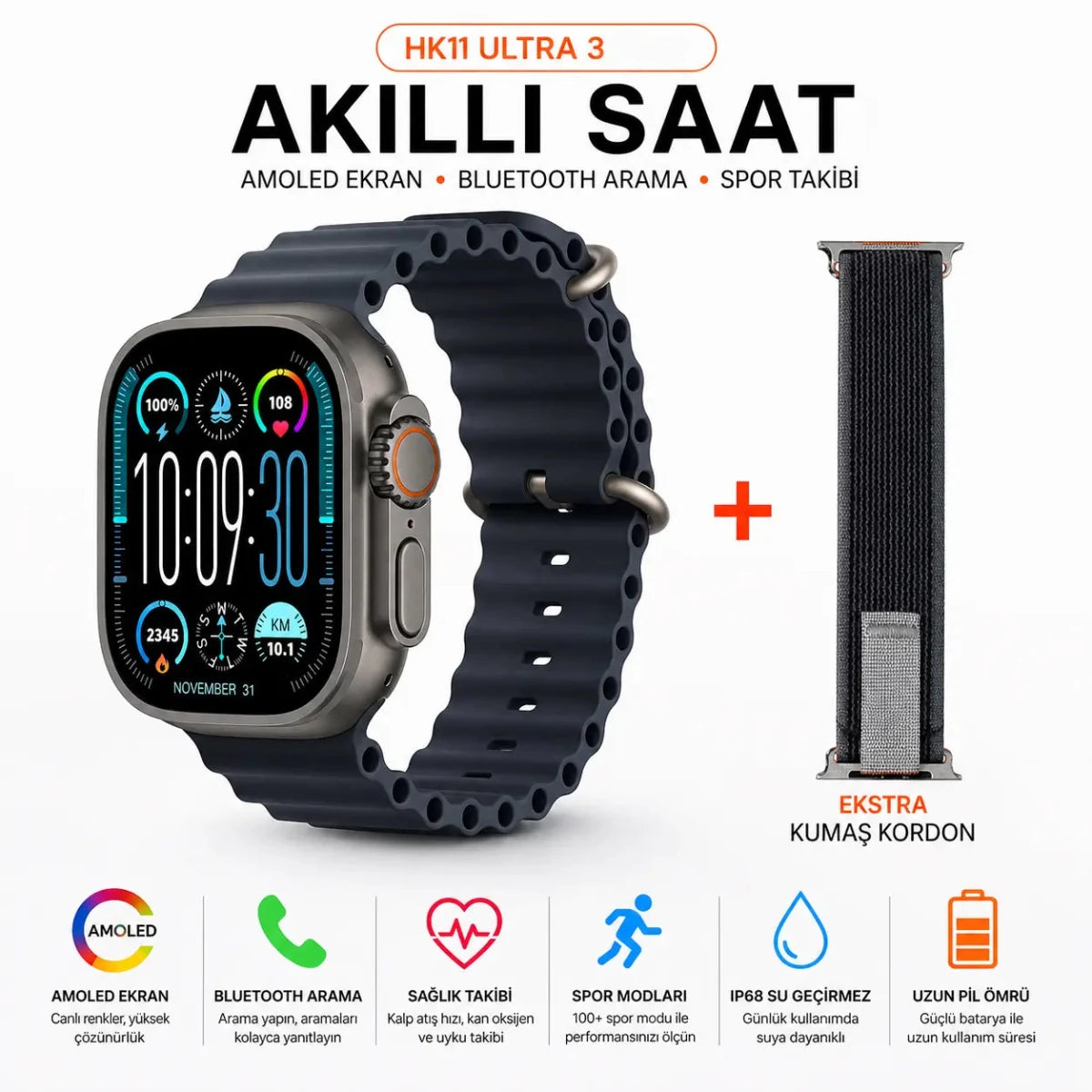 Hk11 Ultra 3 Amoled Akıllı Saat - Bi Elma